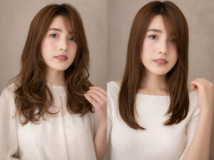 松岡茉優風【ロング】艶やかカールスタイル／辛口系ストレートスタイル