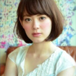 小顔になる斜めバングで大人可愛いふわボブ・簡単スタイリング出来るのが嬉しい