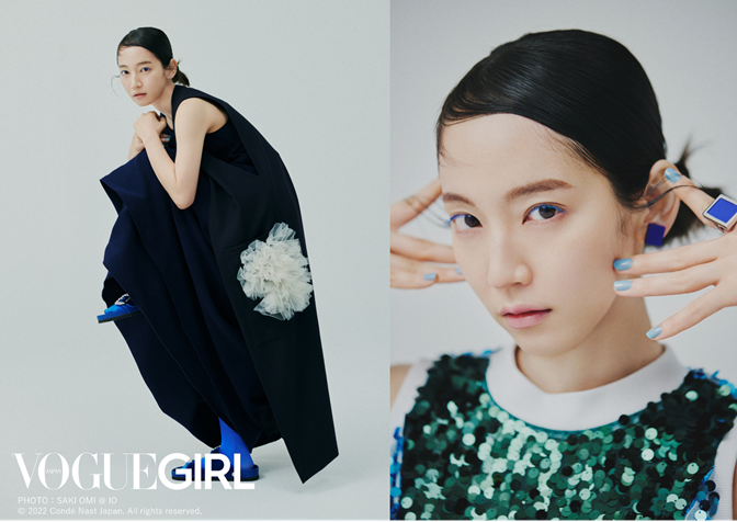 吉岡里帆がWEBマガジン『VOGUE GIRL』の人気企画「GIRL OF THE MONTH」に登場。どこまでもピュアでニュートラル、青色の清らかな世界を表現。